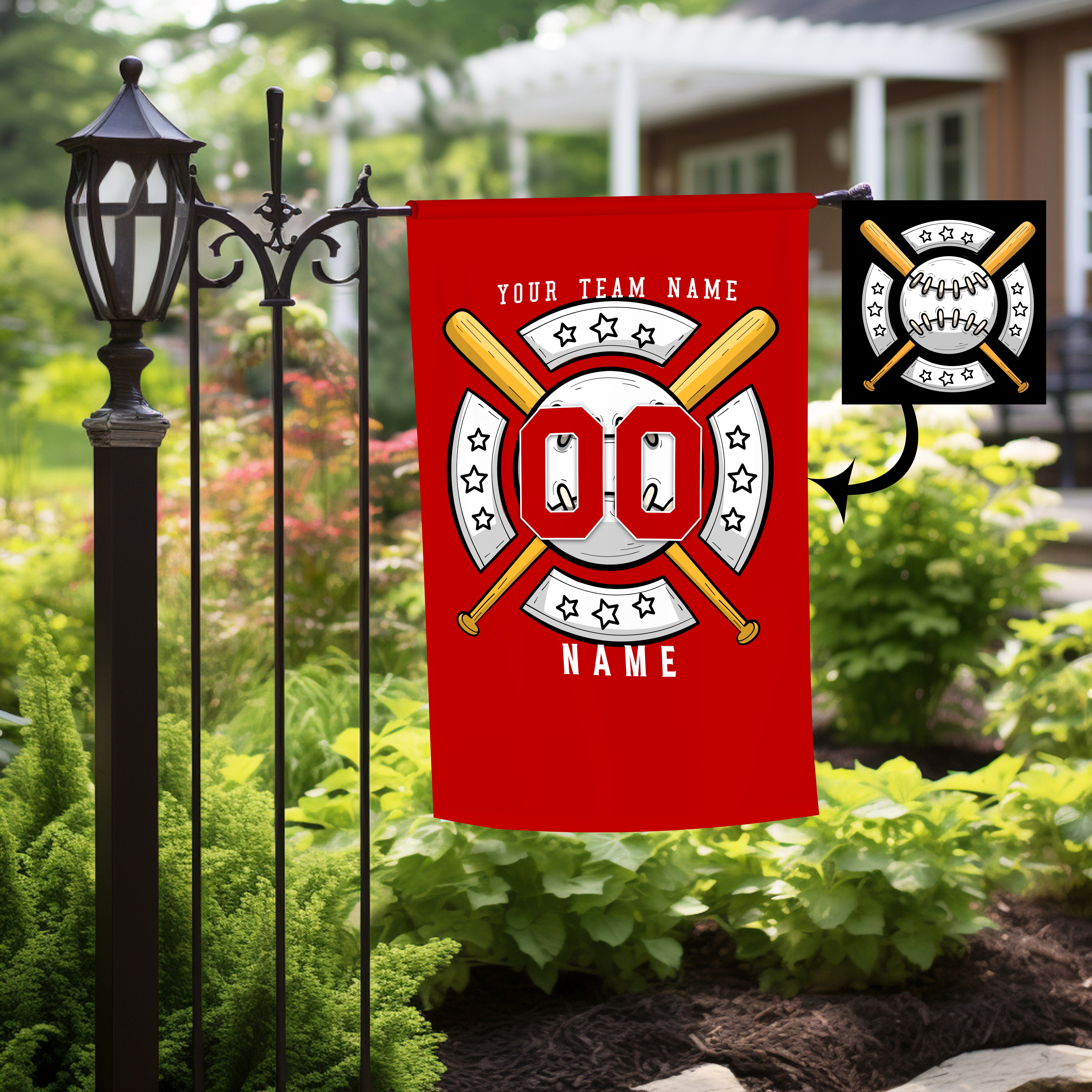 Personalized Baseball Big Logo Garden Flag
