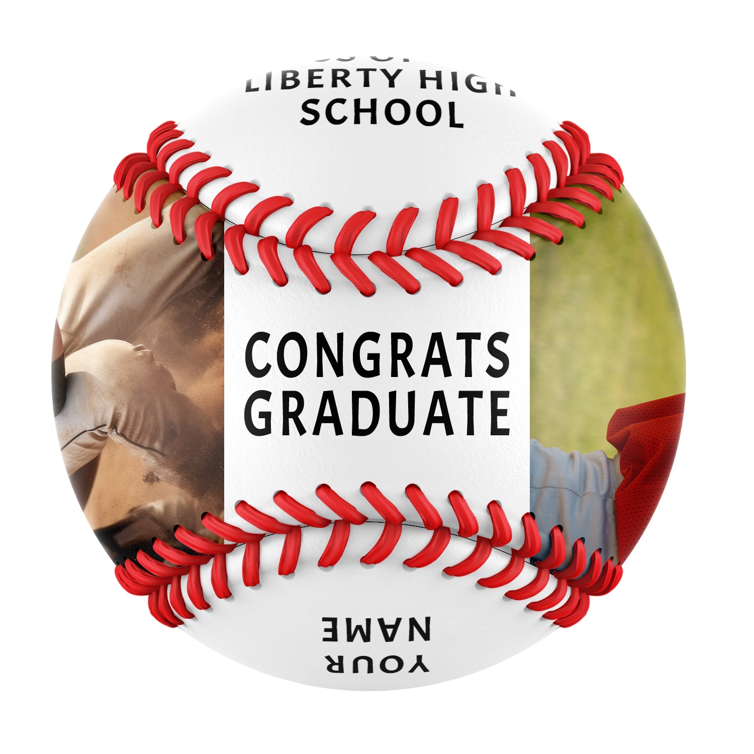 Personalized White Graduation 2 Photo Baseballs
