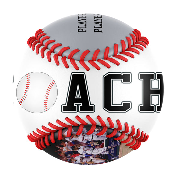 Personalized White Coach Gift Photo Baseballs