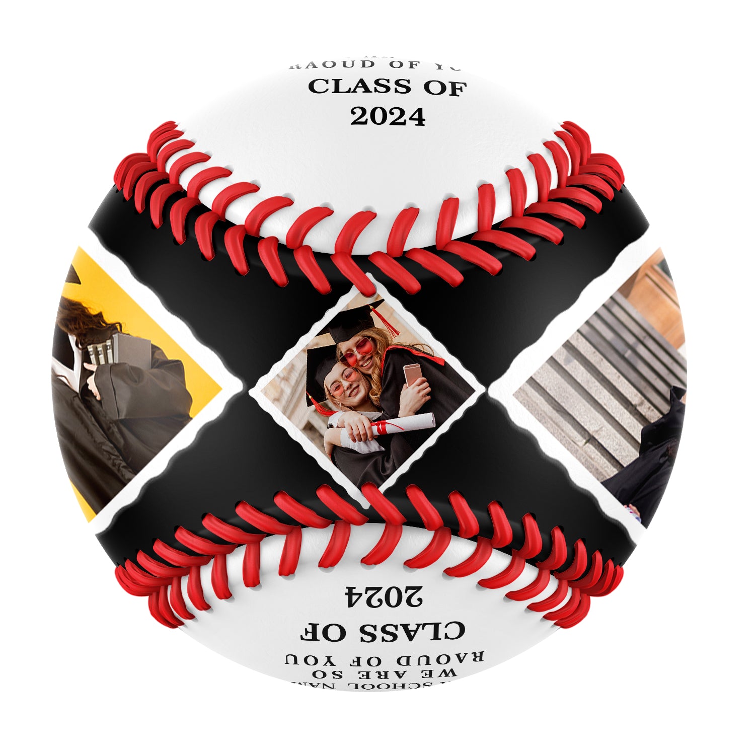 Personalized White Graduation 5 Photo Baseballs
