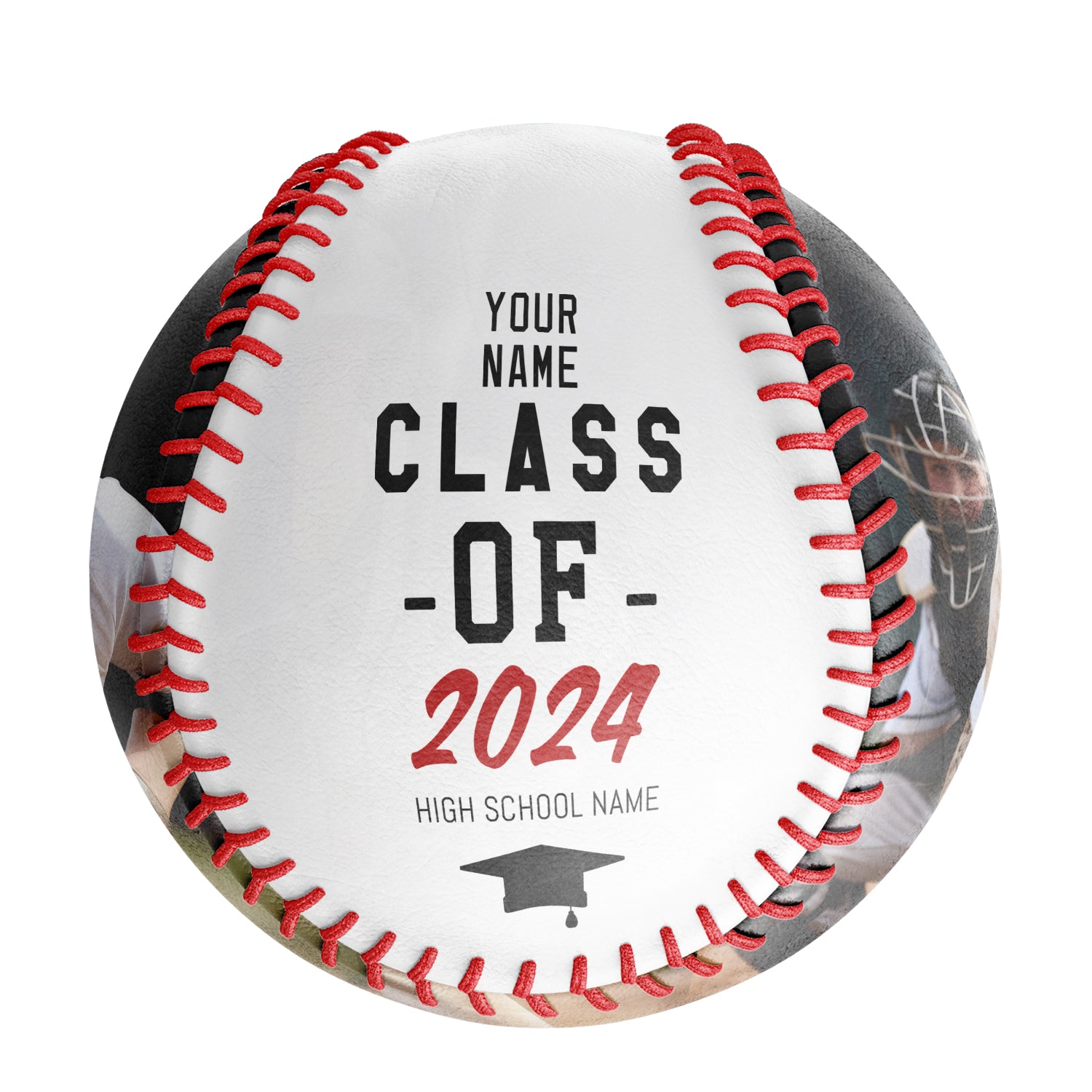 Personalized White Graduation Photo Baseballs