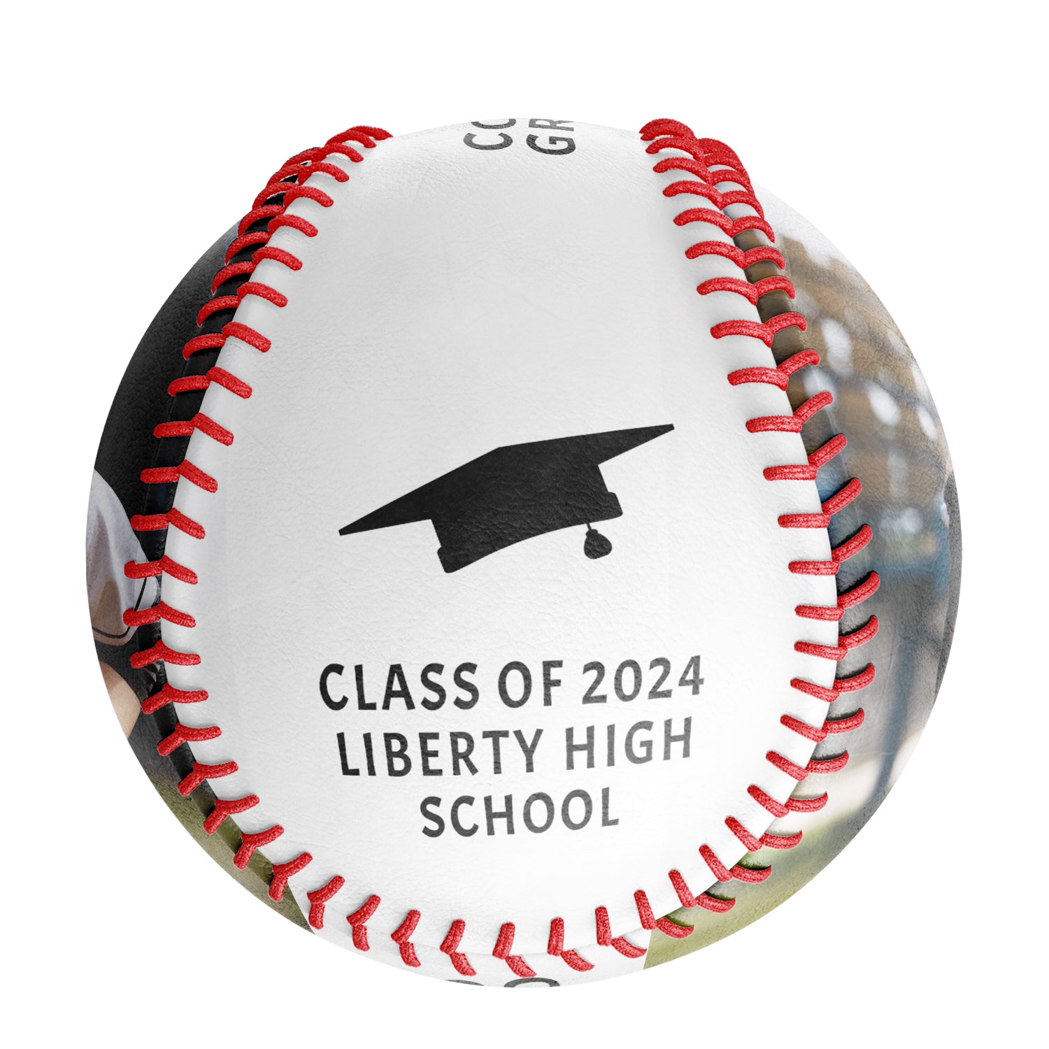 Personalized White Graduation 2 Photo Baseballs