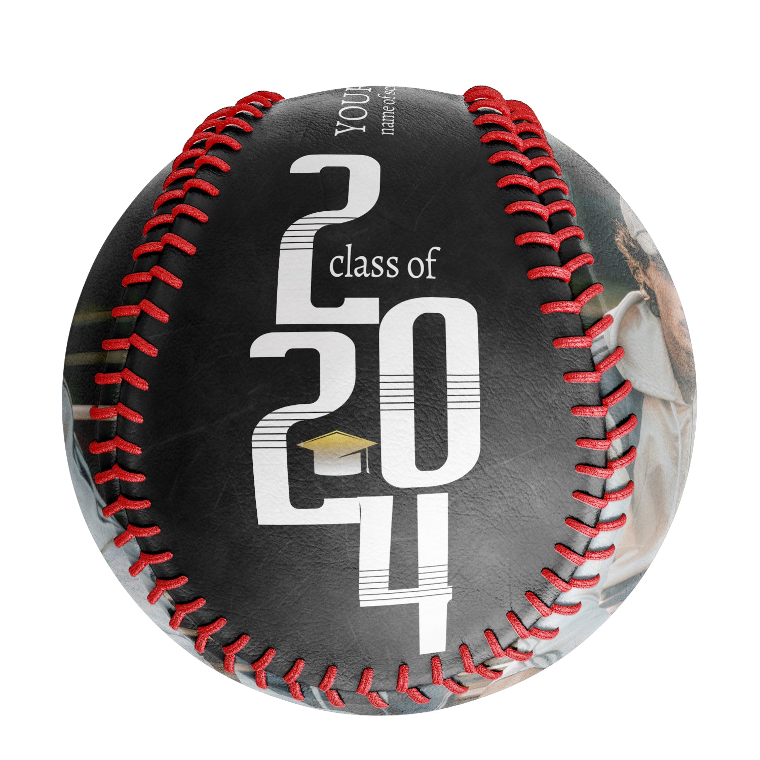 Personalized White College Graduation Photo Baseballs