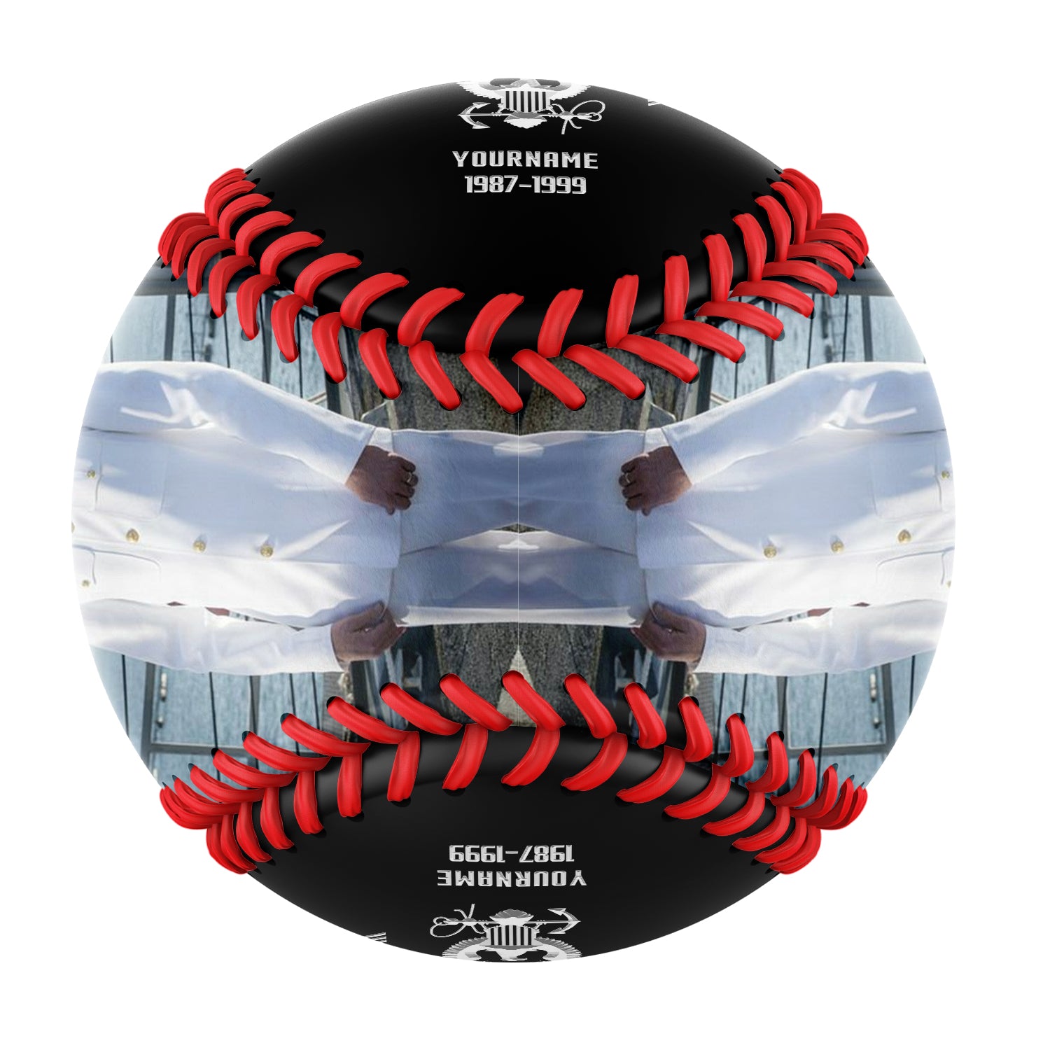 Personalized Black U.S Veteran Navy Photo Baseballs