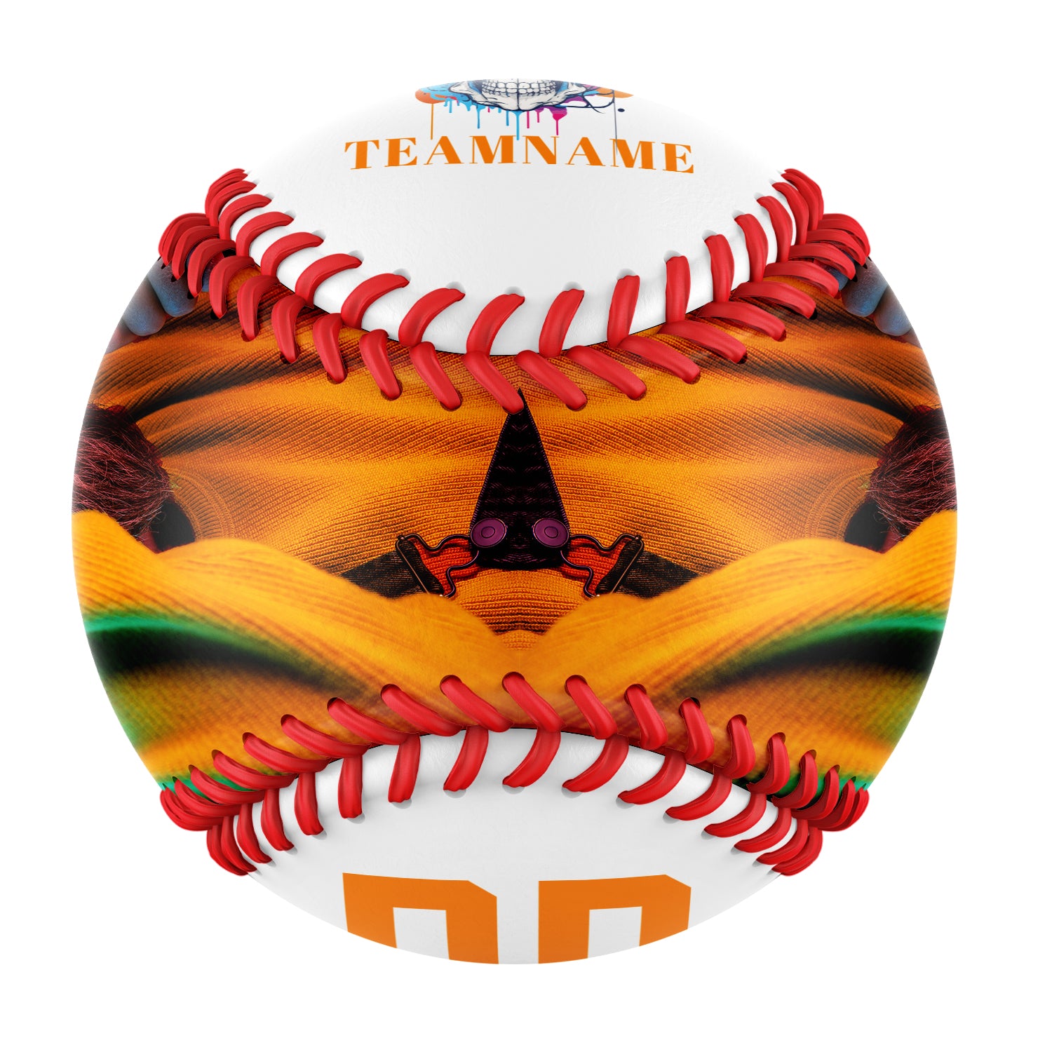 Personalized White Colorful Headphones Skull Photo Baseballs