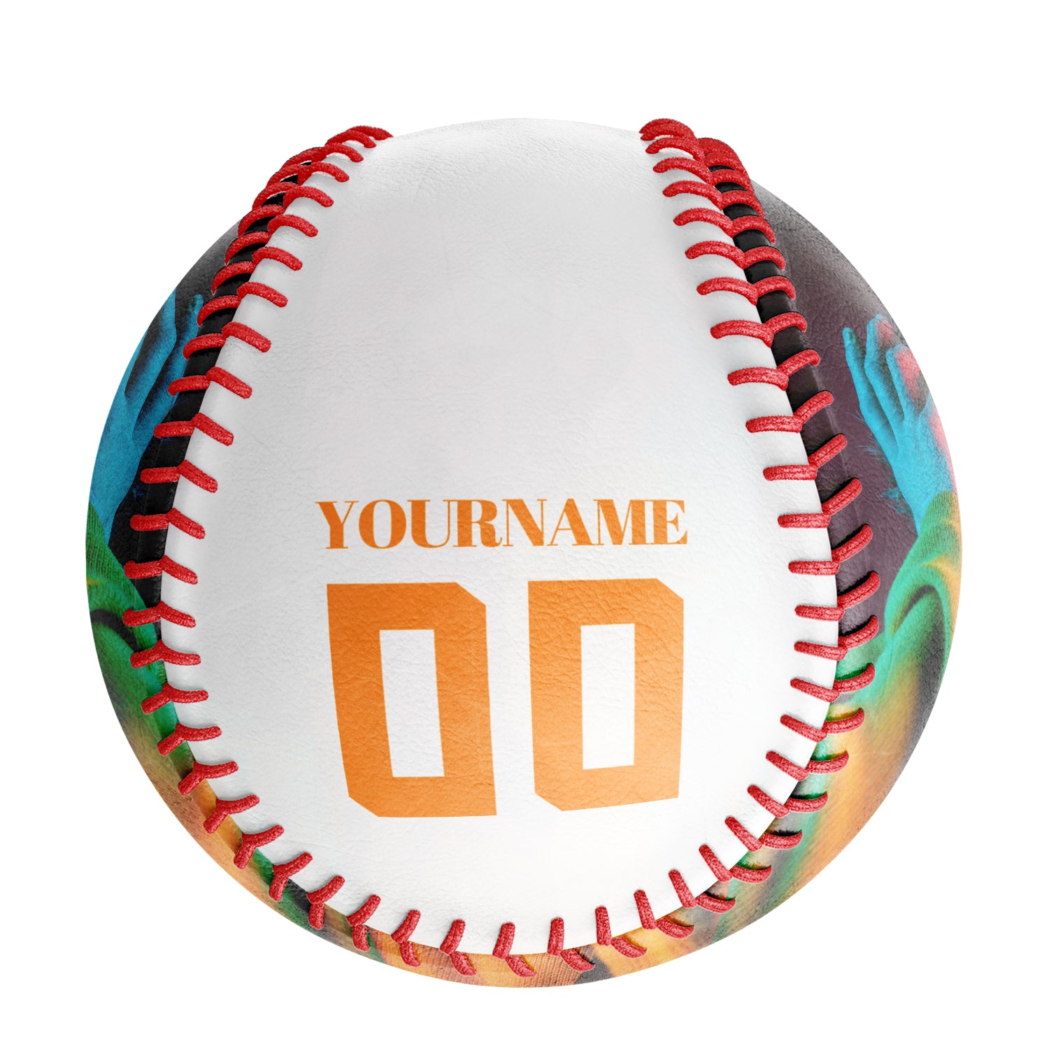 Personalized White Colorful Headphones Skull Photo Baseballs