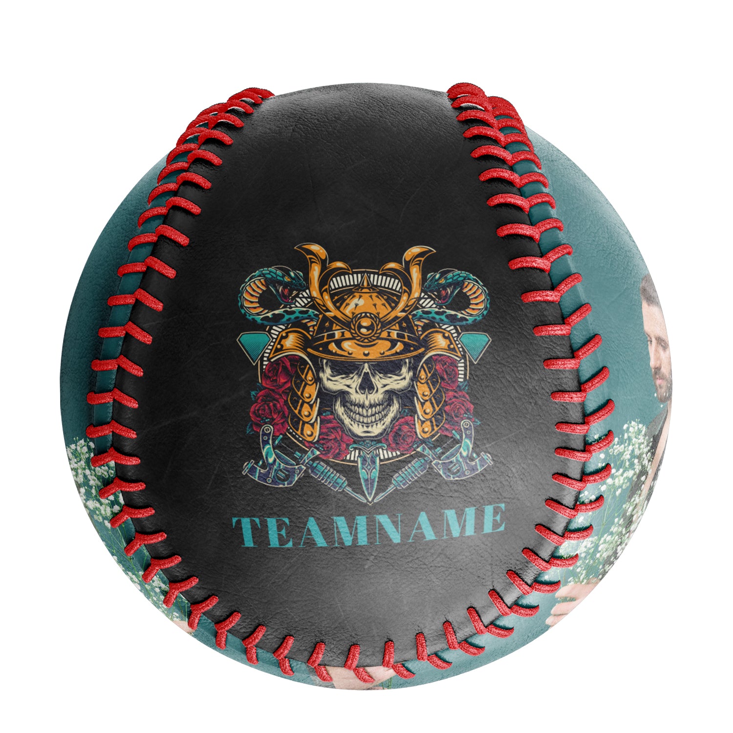 Personalized Black Ghost Samurai Skull Photo Baseballs