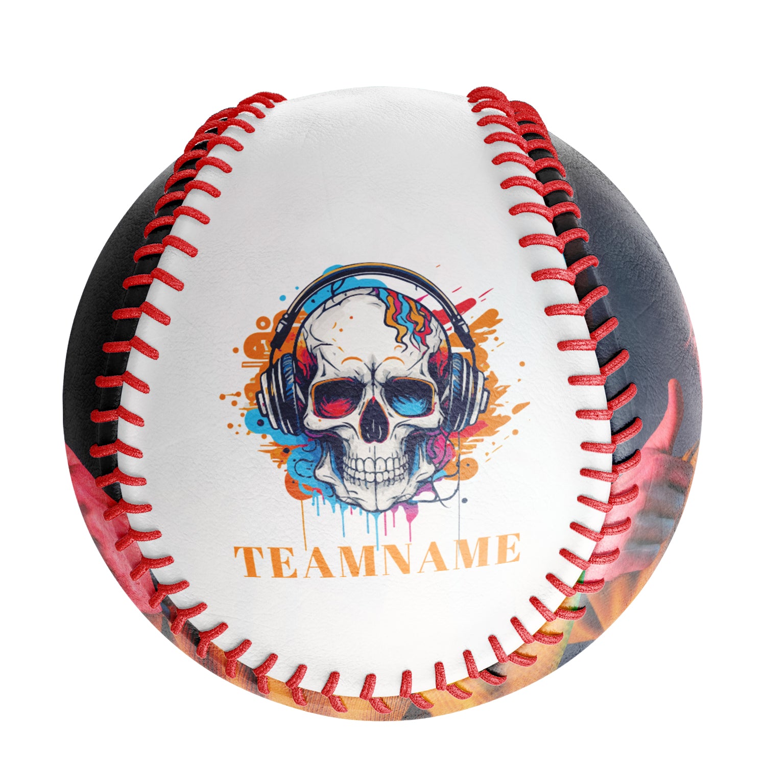Personalized White Colorful Headphones Skull Photo Baseballs