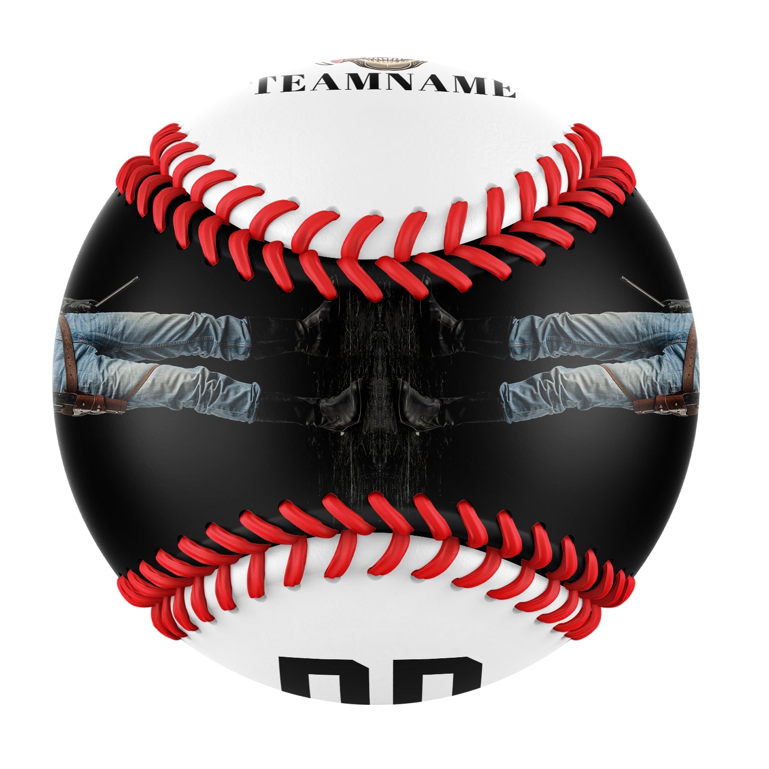Personalized White Cowboy Smoking Skull Photo Baseballs