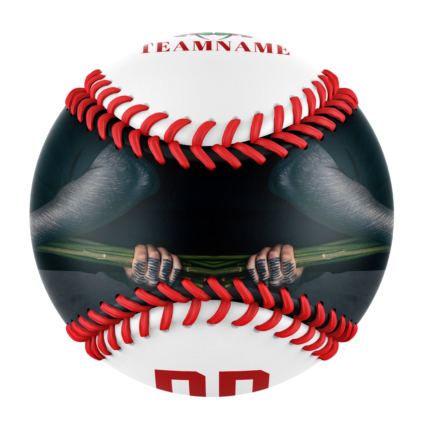 Personalized White Red Rose Skull Photo Baseballs