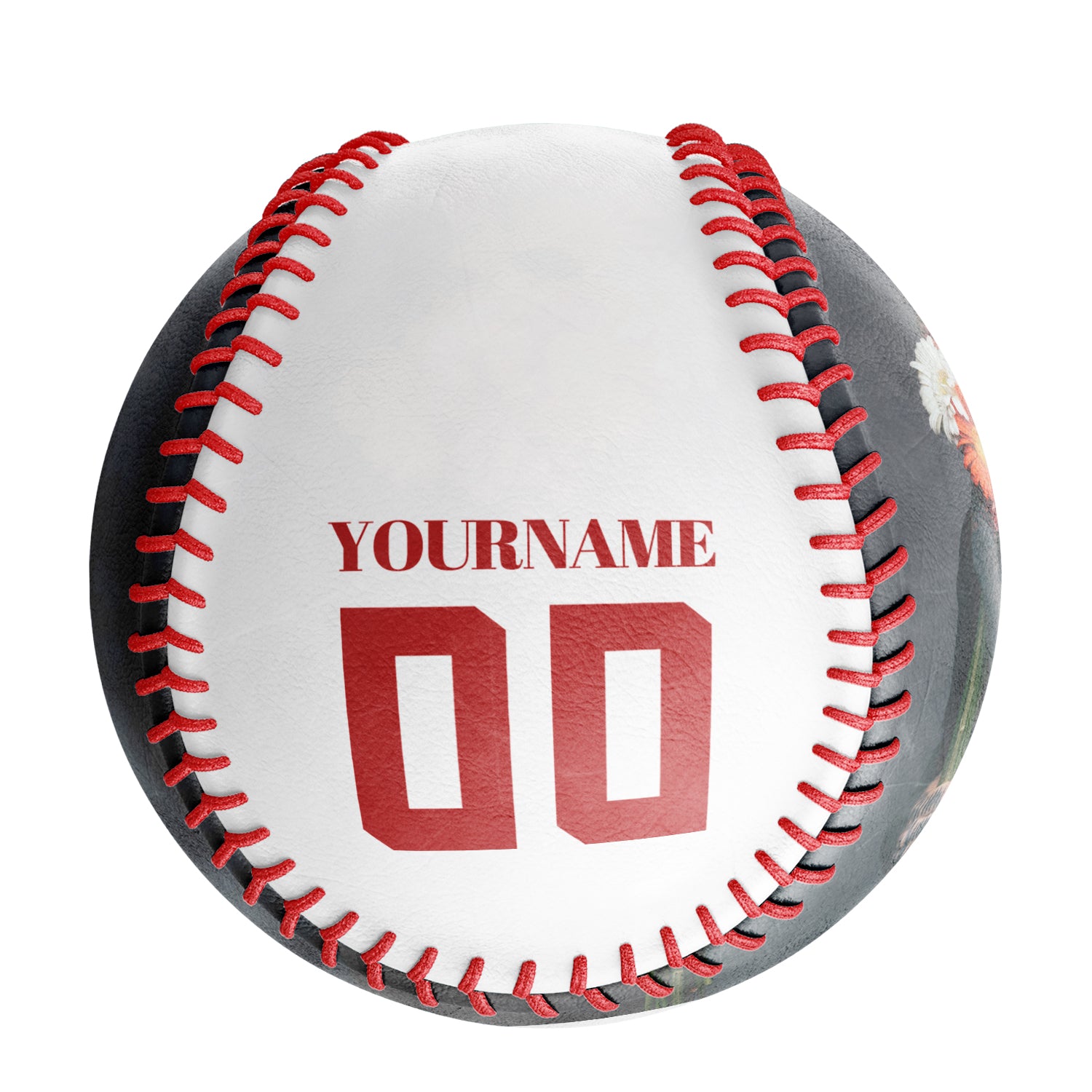 Personalized White Red Rose Skull Photo Baseballs
