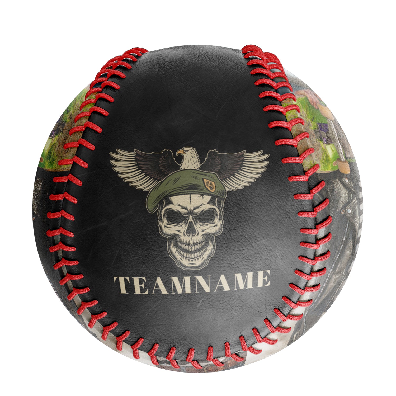 Personalized Black Eagle Skull Photo Baseballs