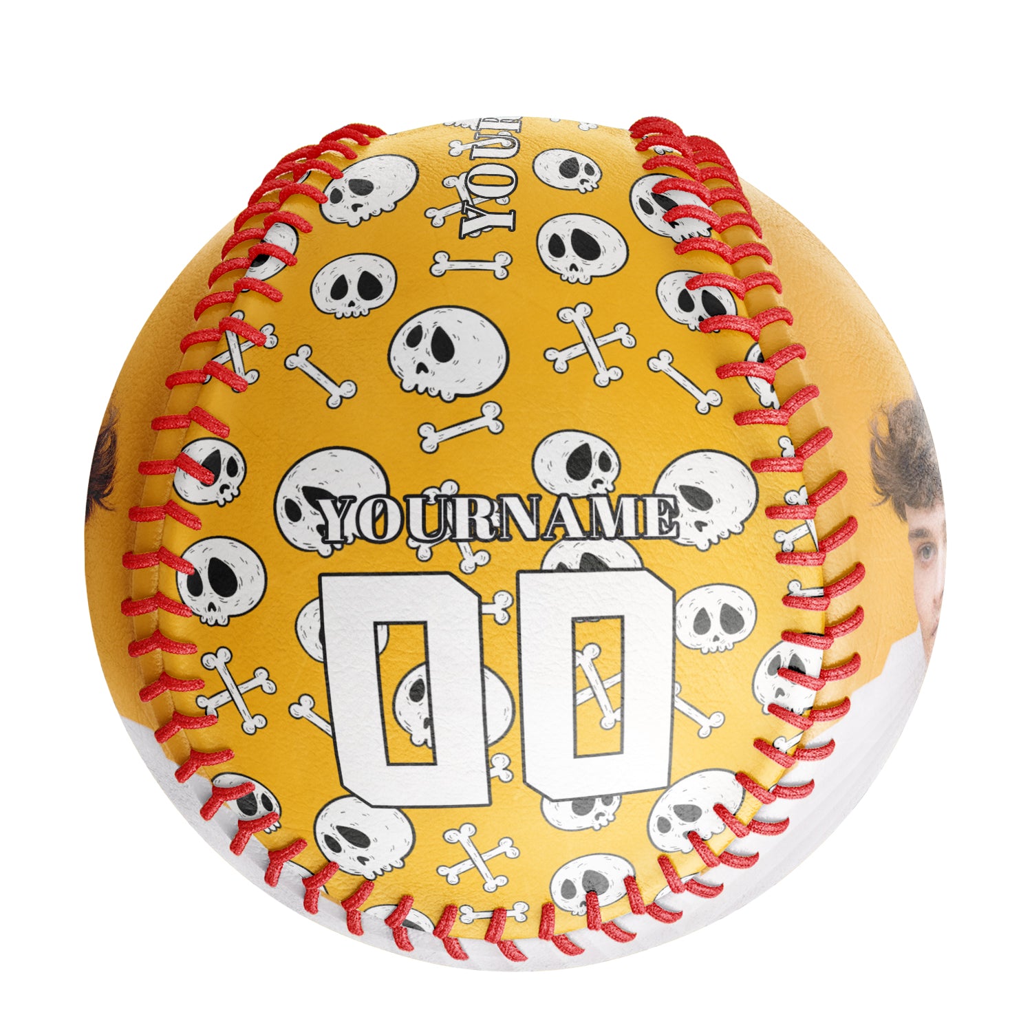 Personalized Gold Skull Photo Baseballs