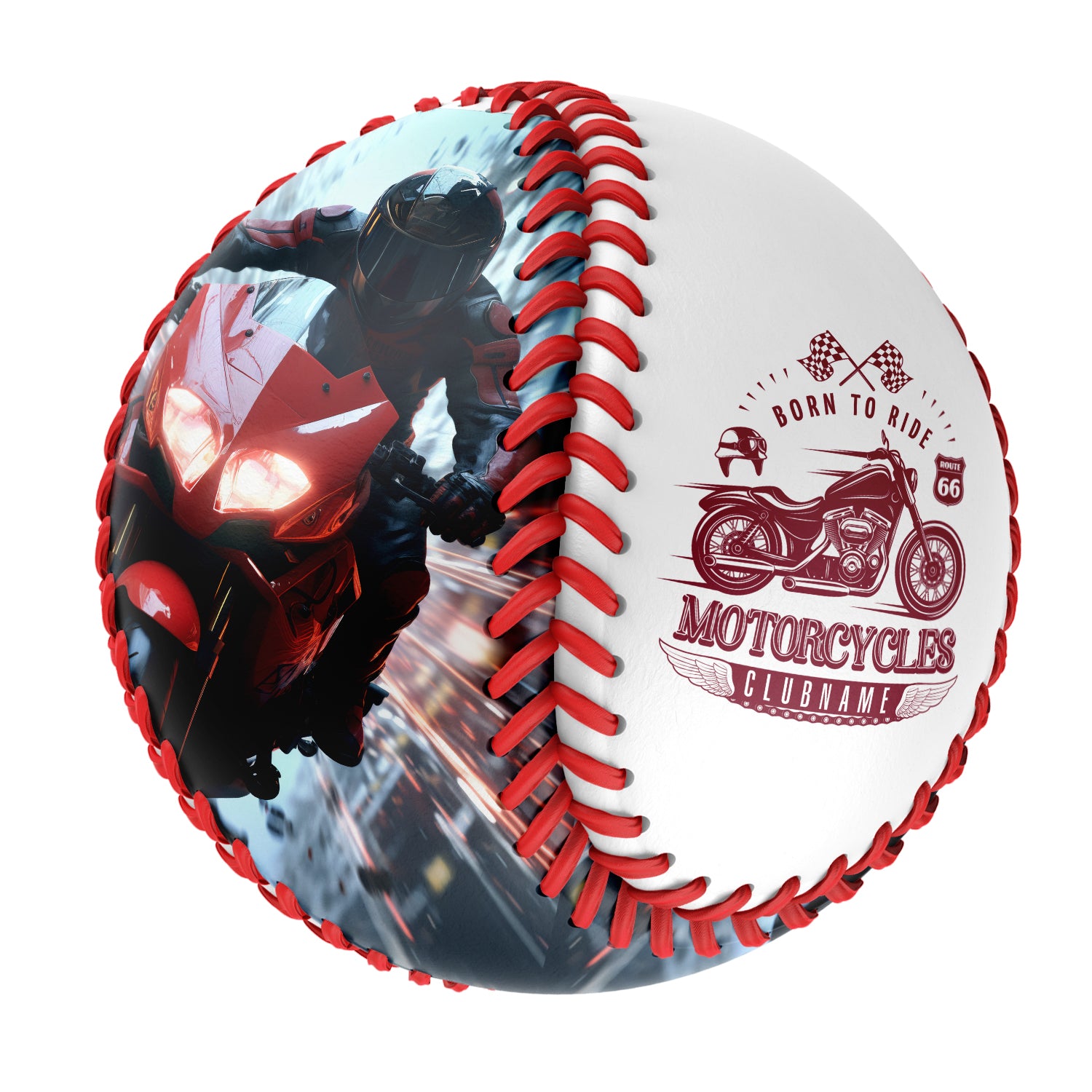Personalized White Born to Ride Motorcycle Club Photo Baseballs