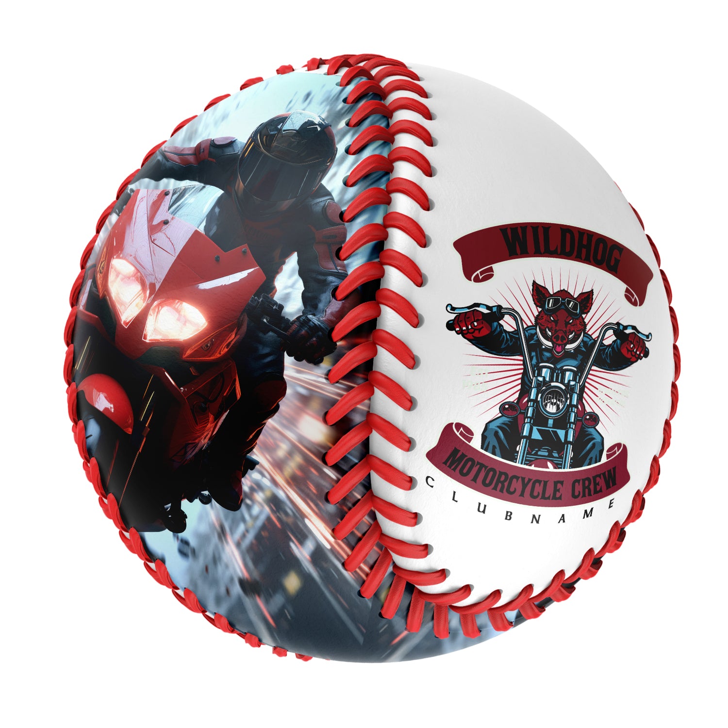 Personalized White Wildhog Motorcycle Club Photo Baseballs