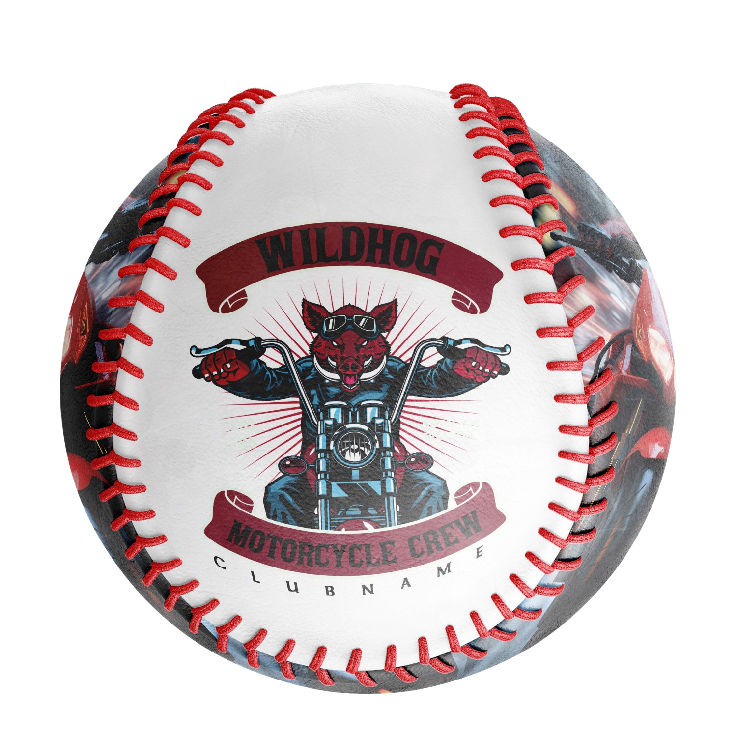 Personalized White Wildhog Motorcycle Club Photo Baseballs