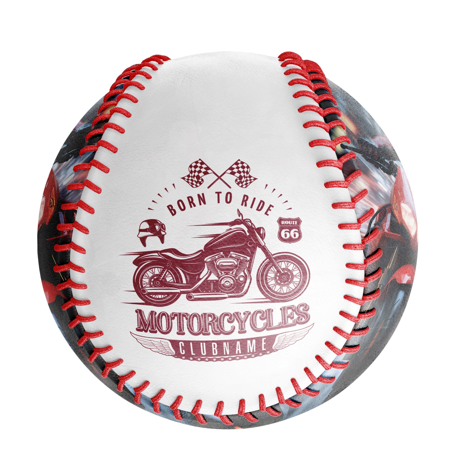 Personalized White Born to Ride Motorcycle Club Photo Baseballs