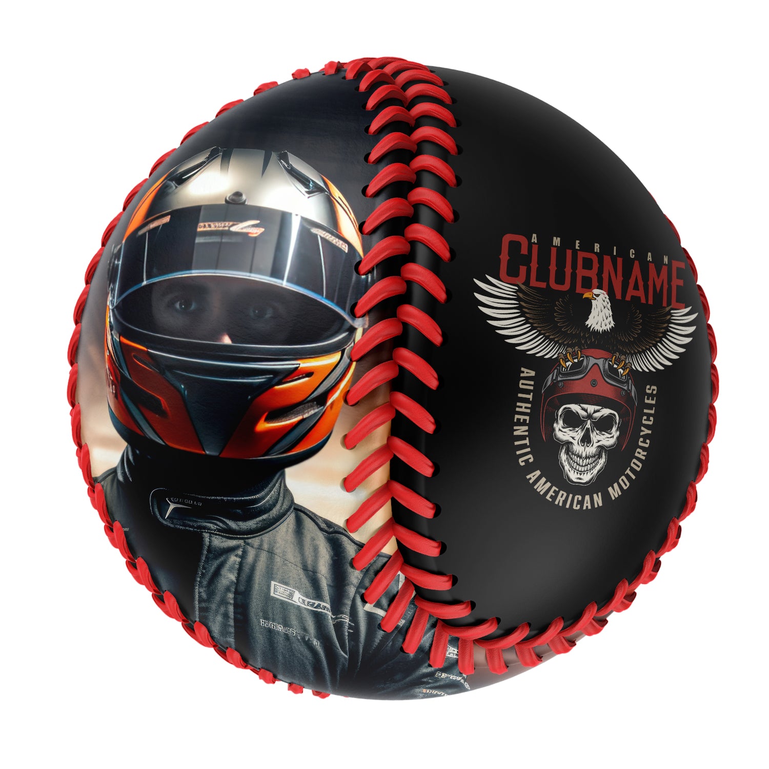 Personalized Black Authentic American Motorcycle Club Photo Baseballs
