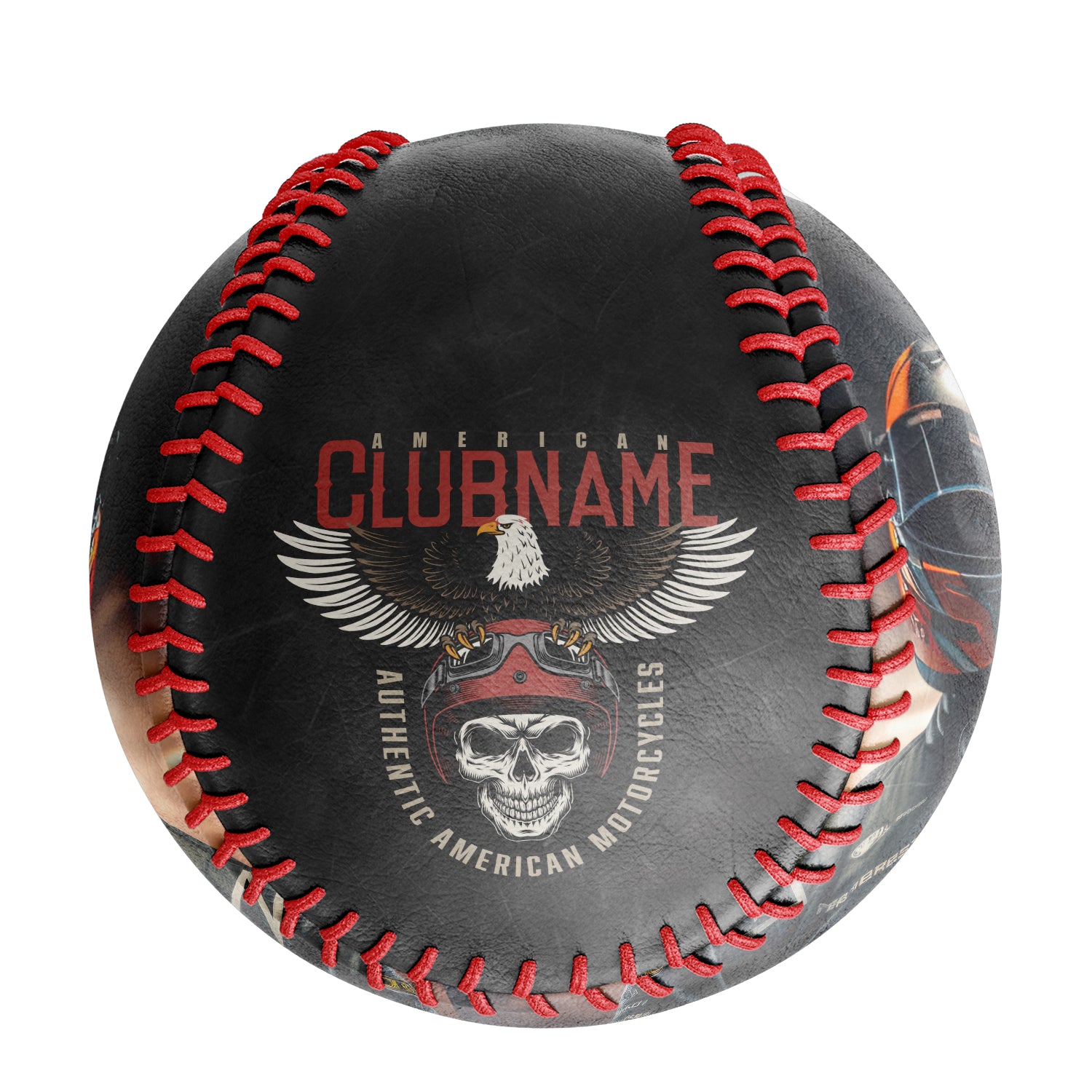 Personalized Black Authentic American Motorcycle Club Photo Baseballs