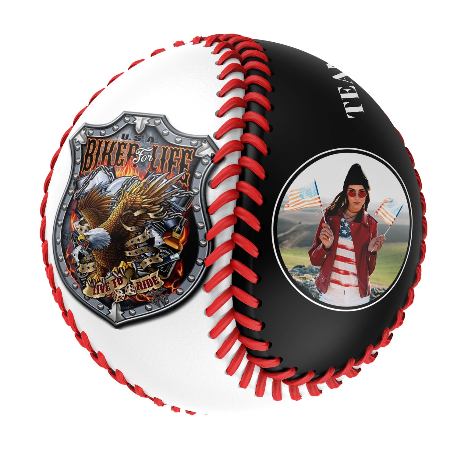 Personalized Black Eagle Biker Photo Baseballs