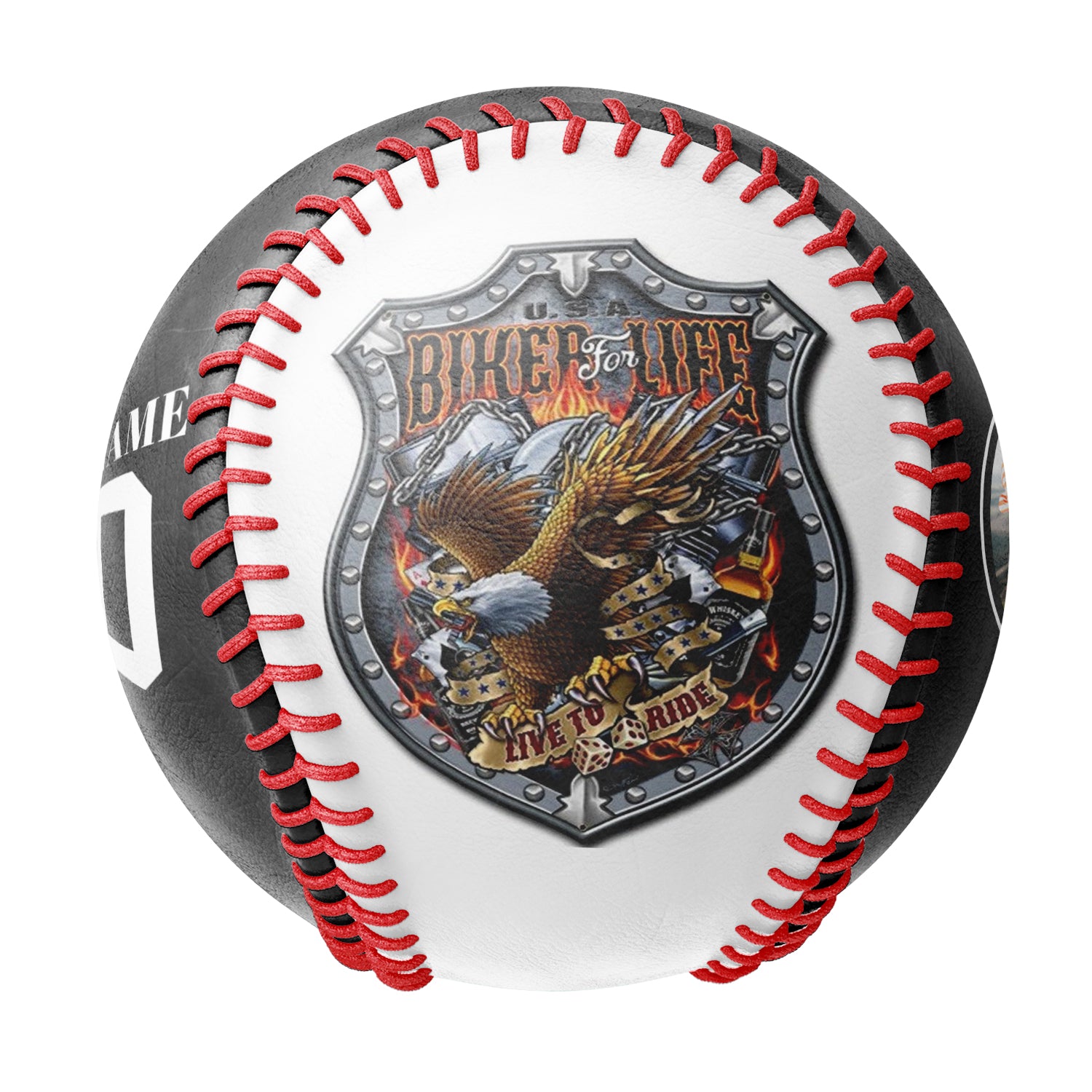 Personalized Black Eagle Biker Photo Baseballs