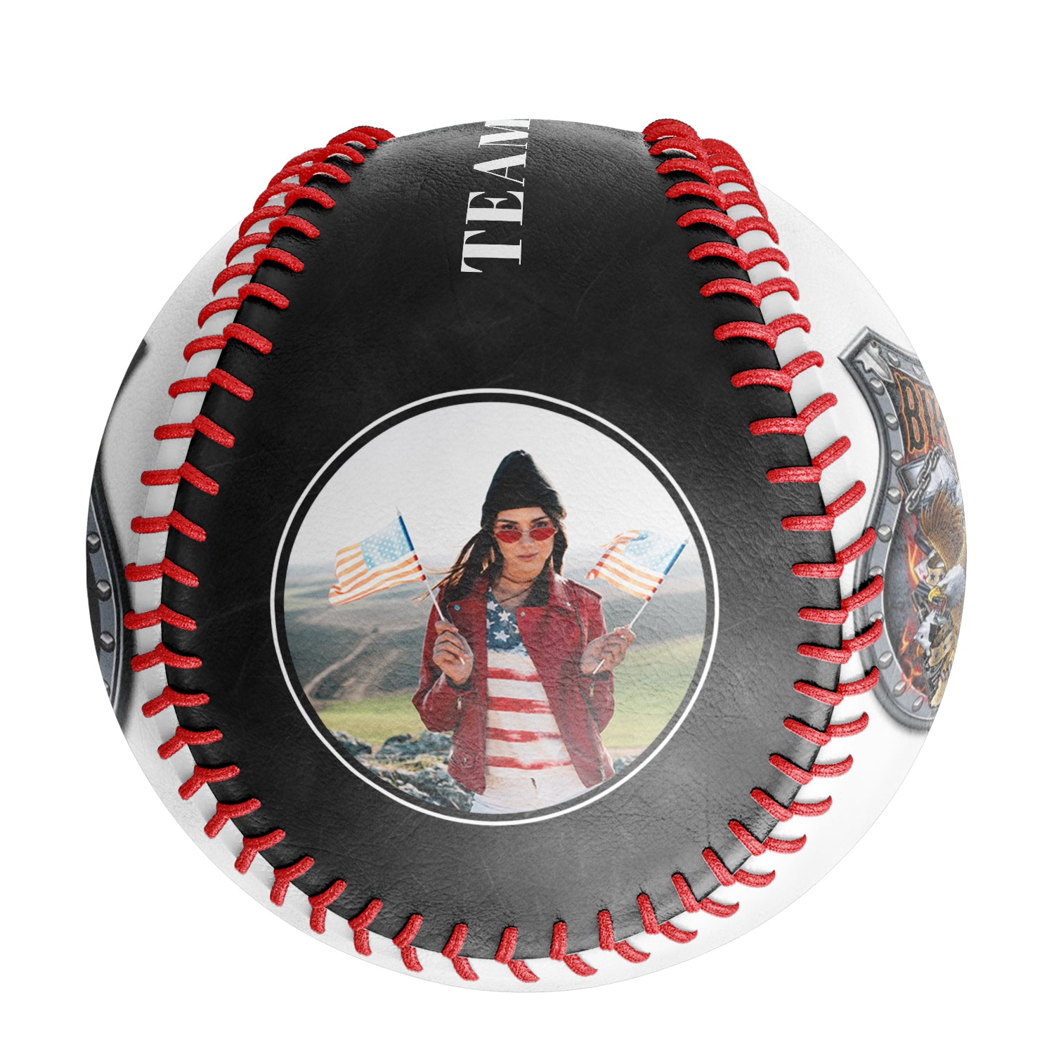 Personalized Black Eagle Biker Photo Baseballs