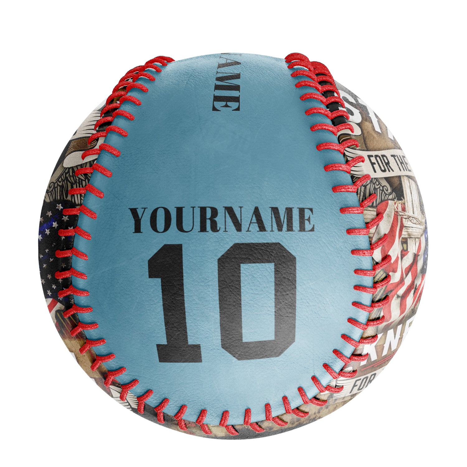 Personalized Shadow Blue American Flag Eagle Photo Baseballs