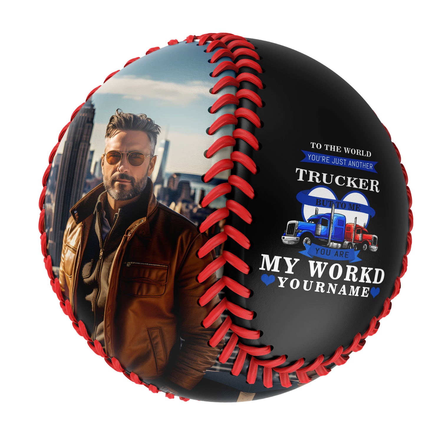 Personalized Black Truck Photo Baseballs