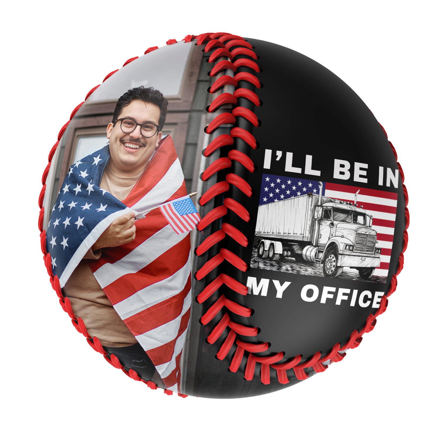 Personalized Black I'll Be in My Office Truck Photo Baseballs