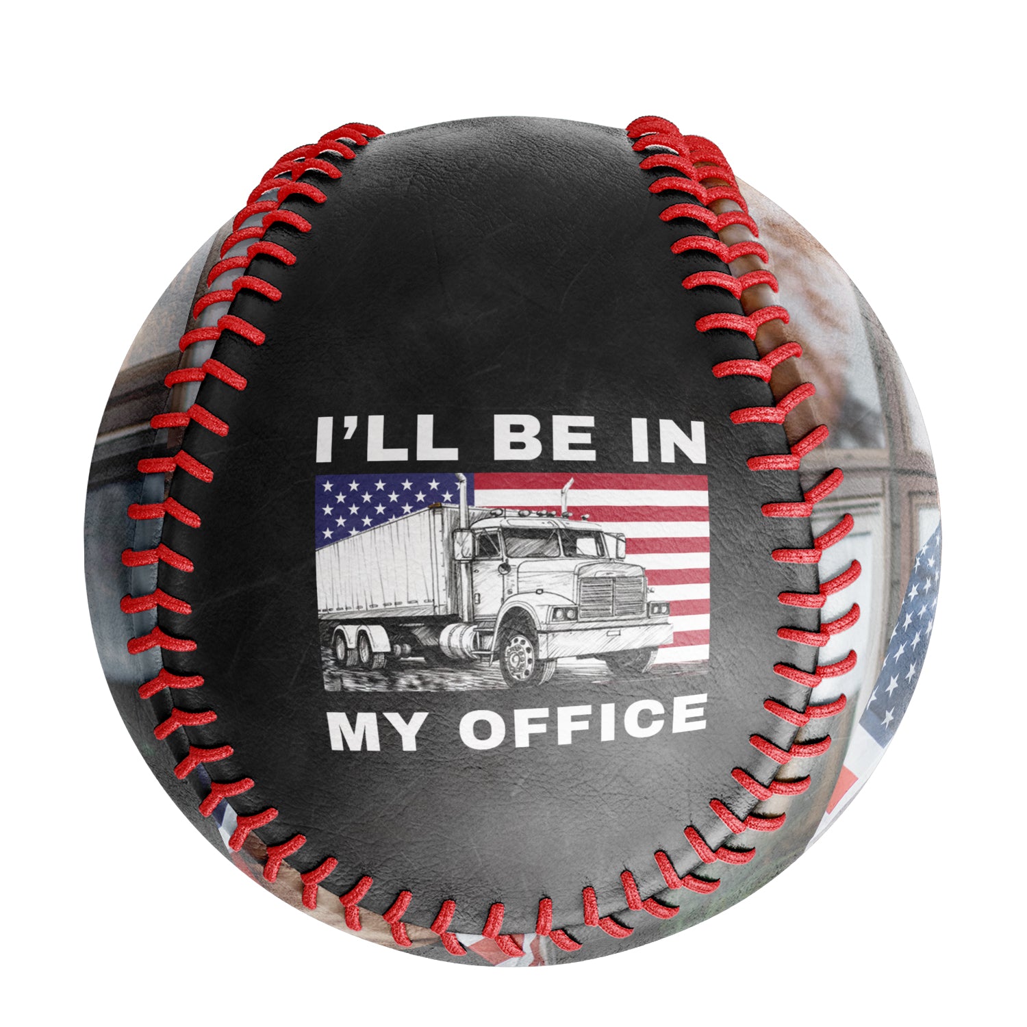 Personalized Black I'll Be in My Office Truck Photo Baseballs