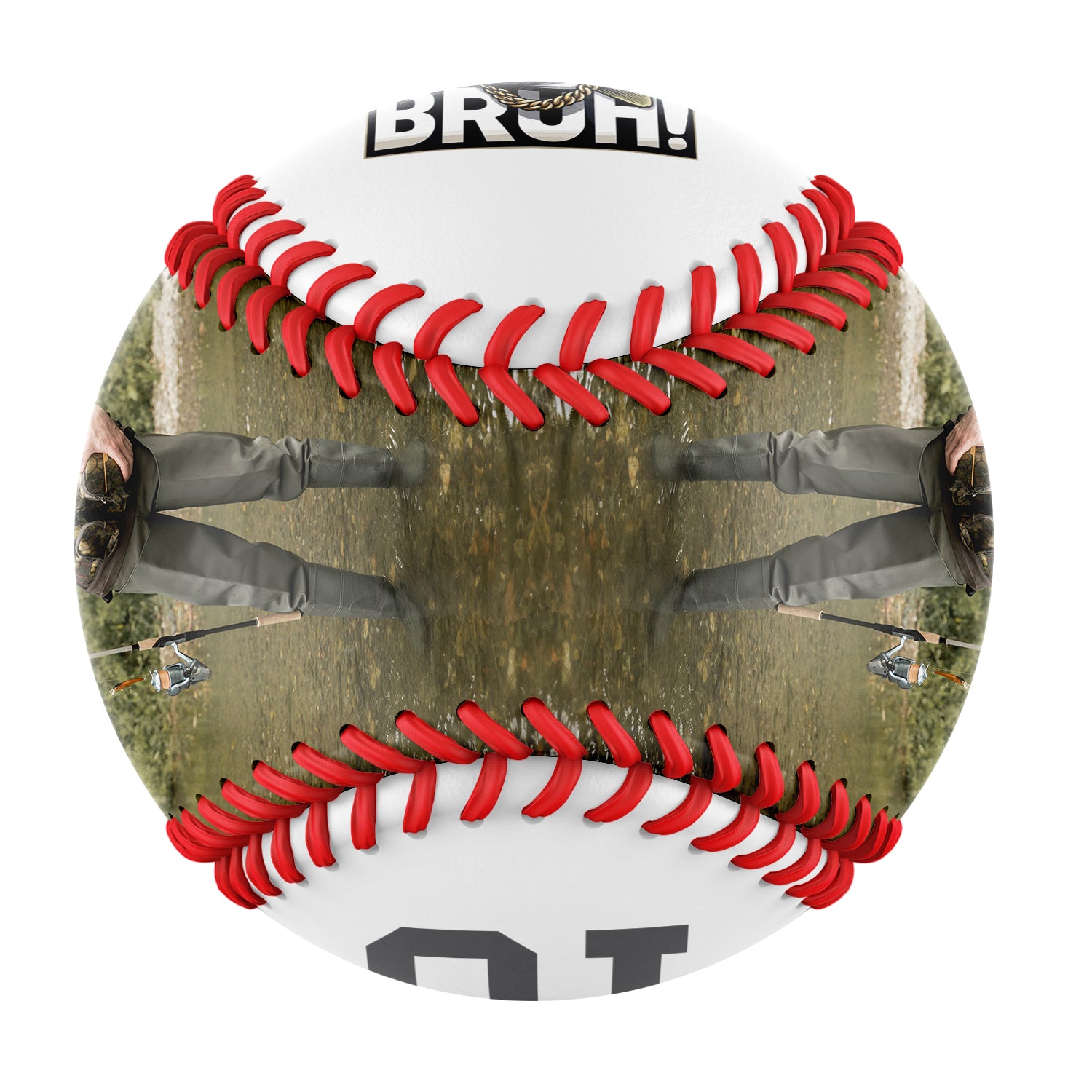 Personalized White Bruh Fishing Photo Baseballs