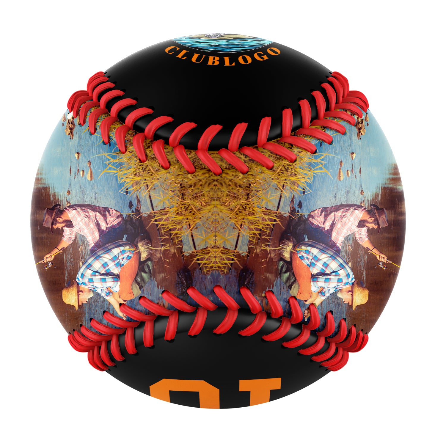Personalized Black Astronaut Island Fishing Photo Baseballs