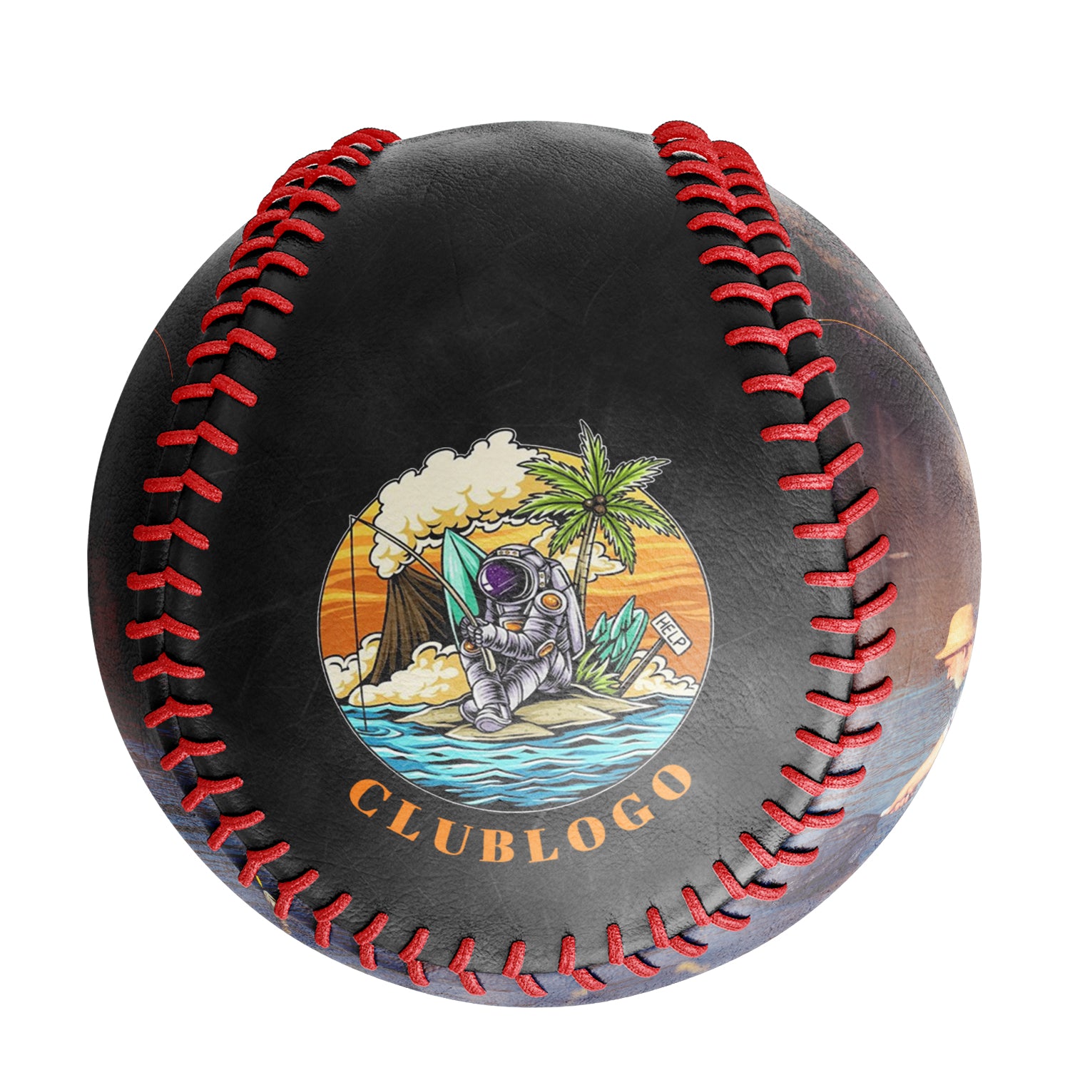 Personalized Black Astronaut Island Fishing Photo Baseballs