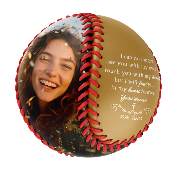 Personalized Old Gold Memorial Photo Baseballs