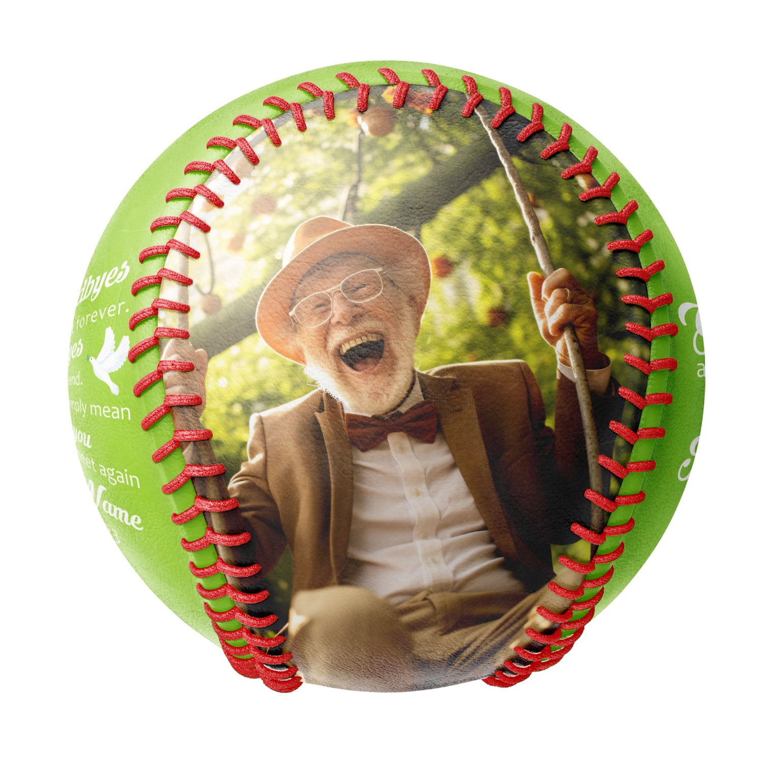 Personalized Neon Green Memorial Photo Baseballs