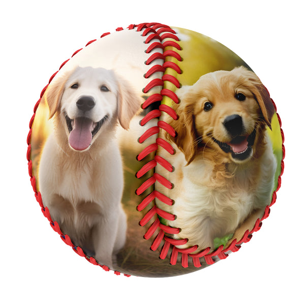 Personalized 2 Pet Dog Photo Baseballs