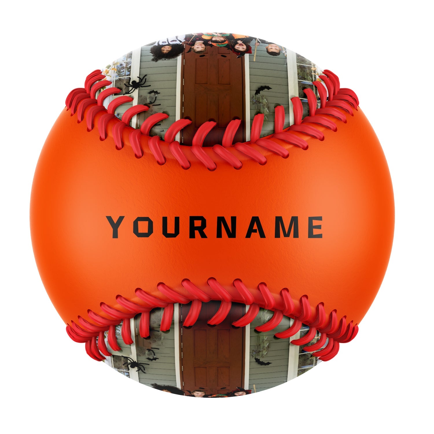 Personalized Orange Happy Halloween Pumpkin Ghost Photo Baseballs