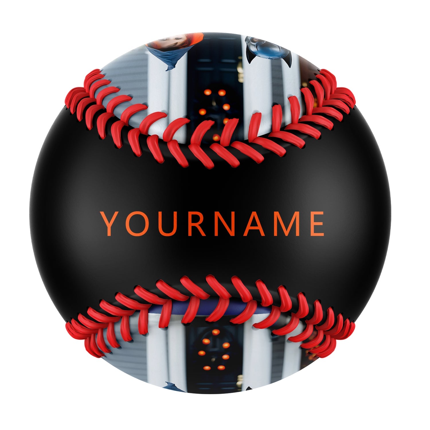 Personalized Black Happy Halloween Pumpkin Photo Baseballs