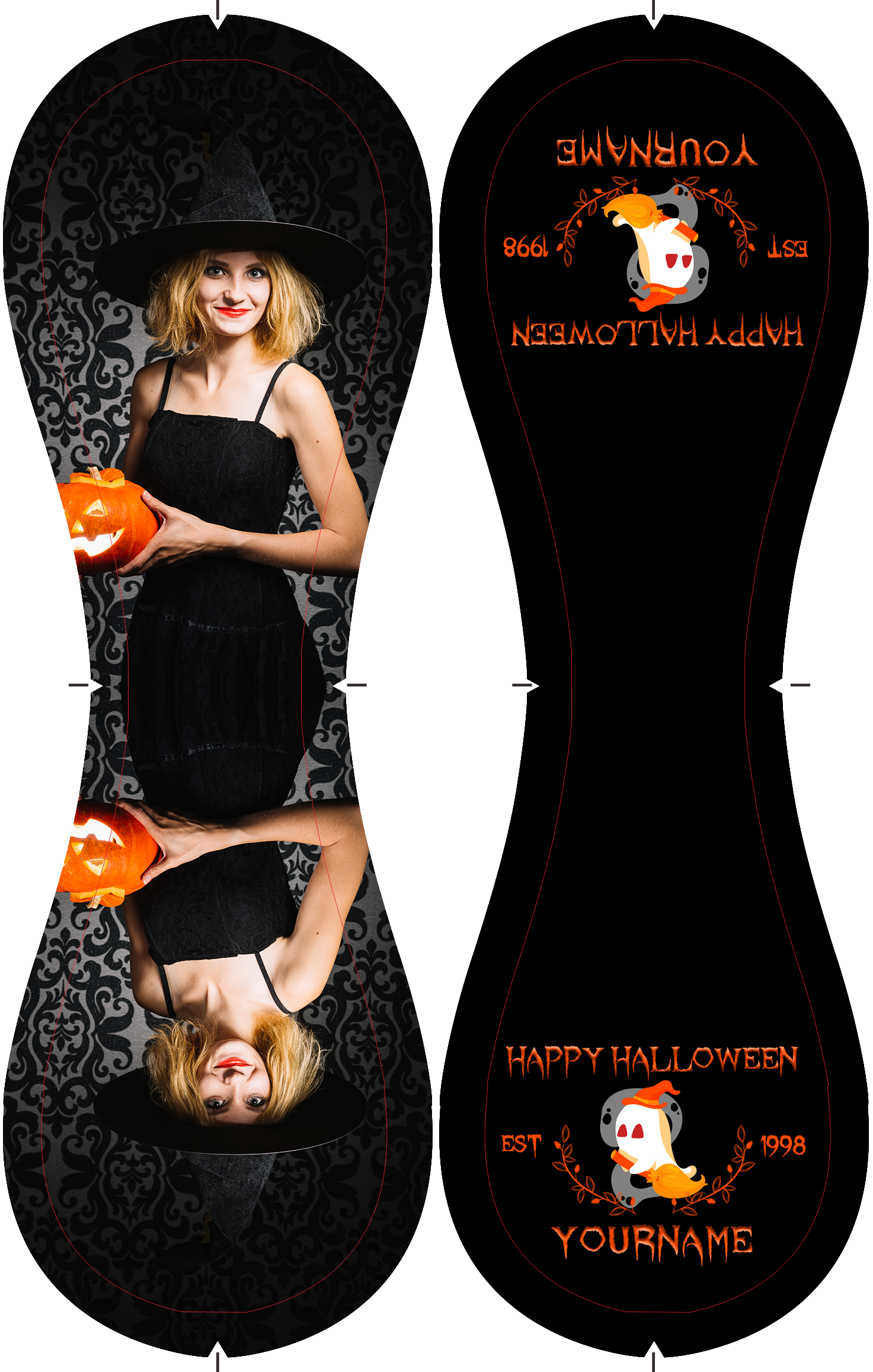 Personalized Black Happy Halloween Ghost Photo Baseballs