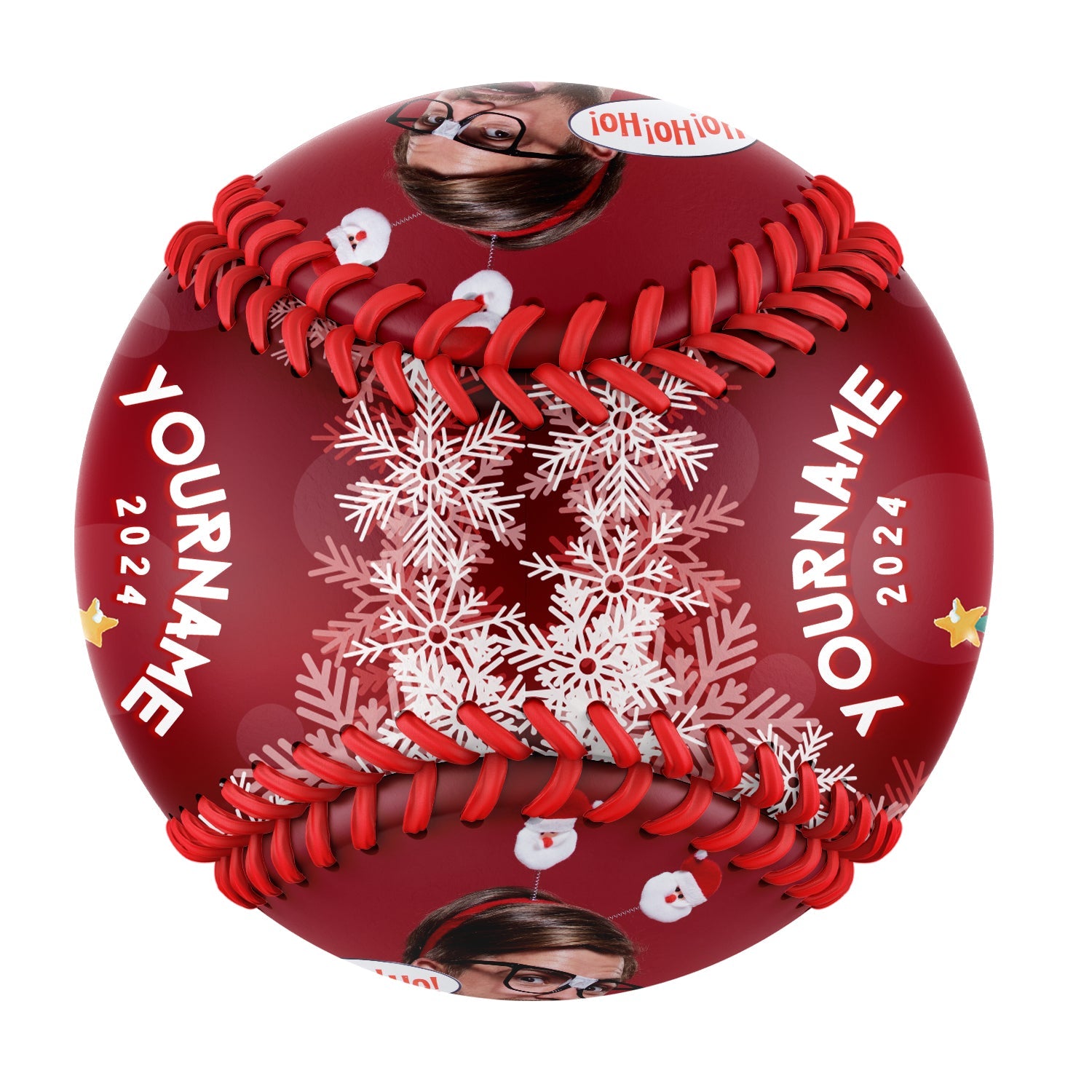 Personalized Christmas Santa Claus Snowman Tree Photo Baseballs