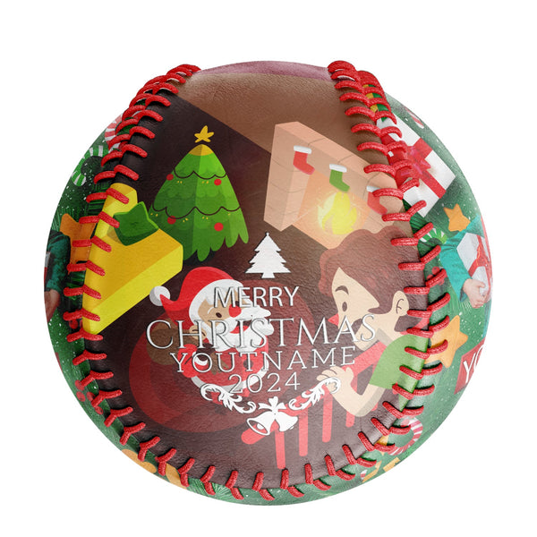 Personalized Christmas Santa Claus Tree Photo Baseballs