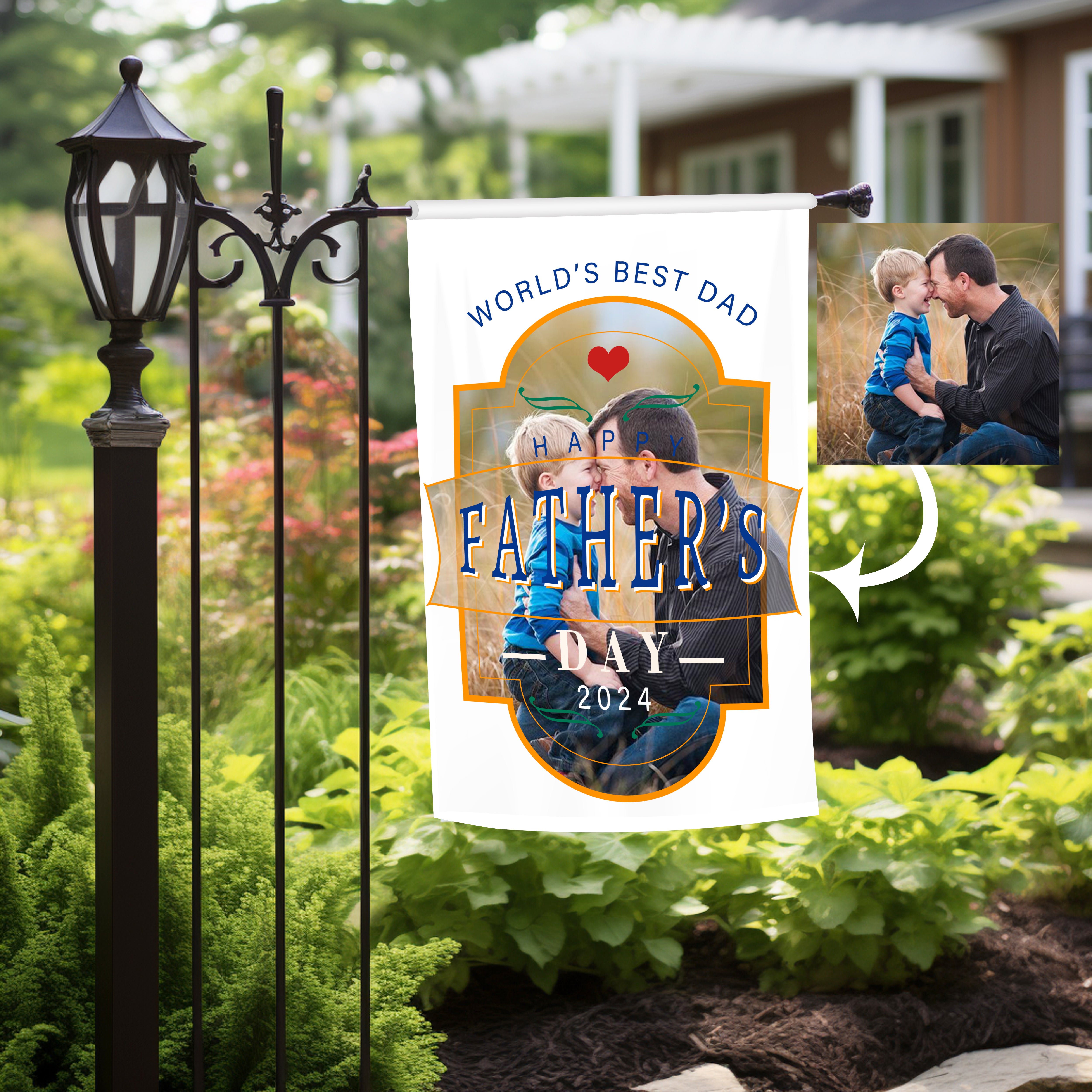 Personalized Happy Father's Day Photo Garden Flag