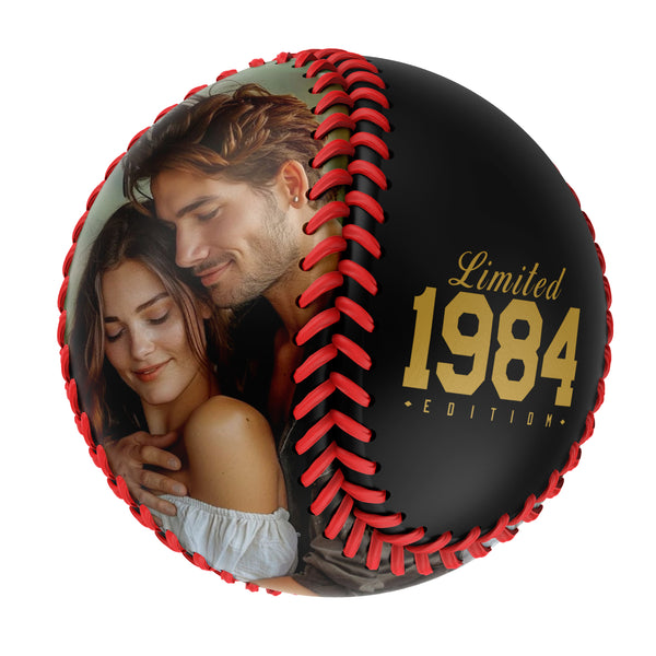 Personalized Anniversary Name Time Photo Black Baseballs