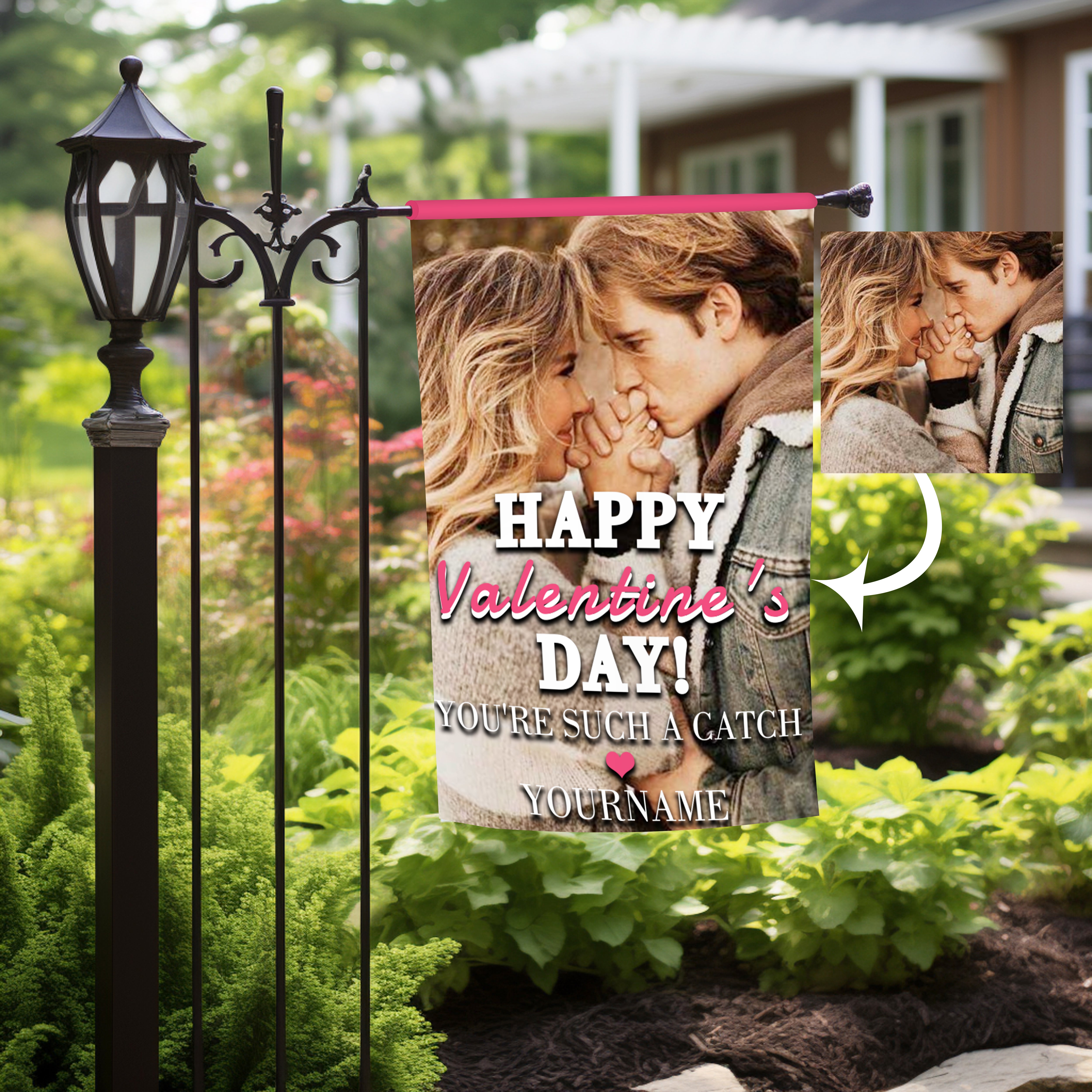 Personalized Happy Valentine's Day Photo Garden Flag