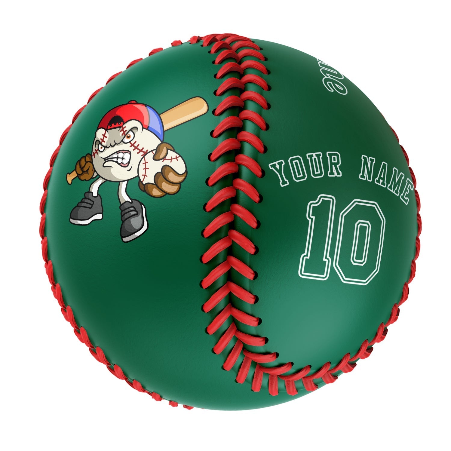 Personalized Kelly Green Leather Kelly Green Authentic Baseballs