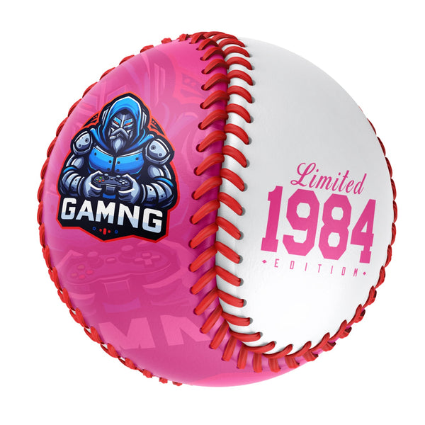 Personalized Game Name Time Logo Pink White Baseballs