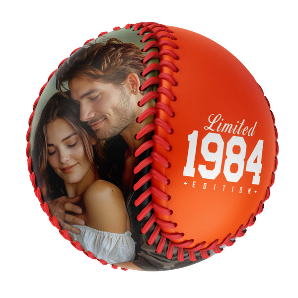 Personalized Anniversary Name Time Photo Orange Baseballs