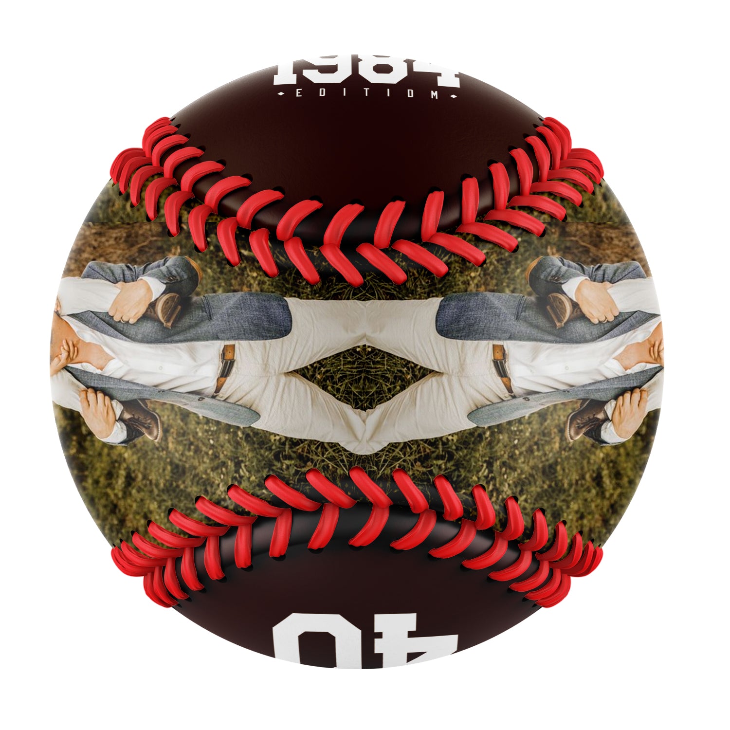 Personalized Dad Name Age Photo Brown Baseballs