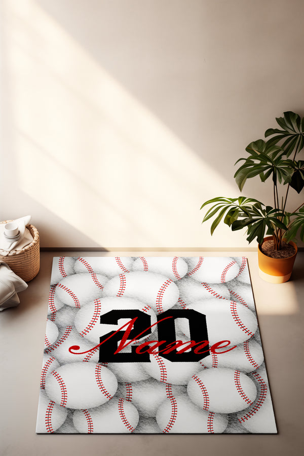 Personalized Baseball Name Number carpet