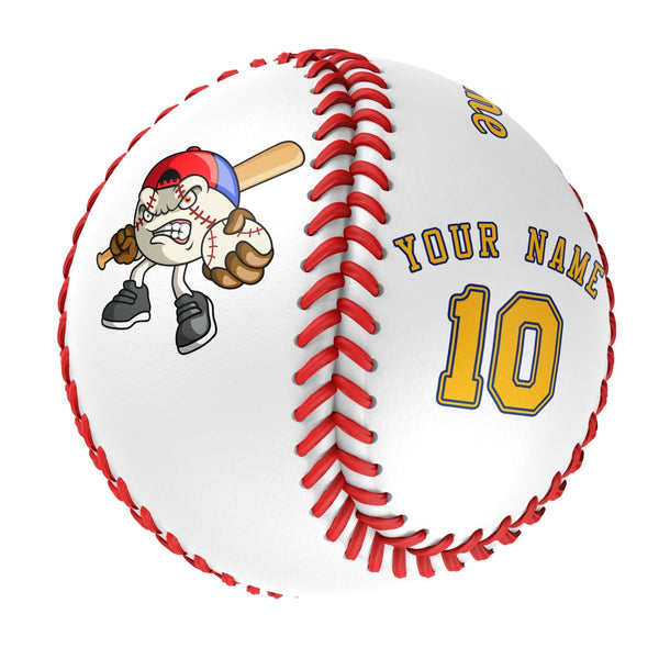 Personalized White Leather Gold Authentic Baseballs